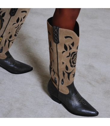 BOTA WESTERN SALTO BAIXO LUIZA BARCELOS BEGE