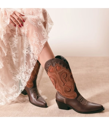 BOTA WESTERN SALTO MÉDIO LUIZA BARCELOS MARROM