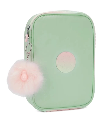 ESTOJO KIPLING 100 PENS SOFT GREEN MET VERDE