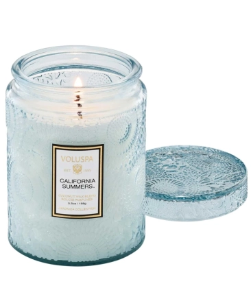 MINI VELA AROMÁTICA POTE VIDRO RELEVO 50H CALIFORNIA SUMMERS VOLUSPA