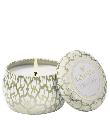 MINI VELA AROMÁTICA LATA RELEVO 25H EUCALYPTUS & WHITE SAGE