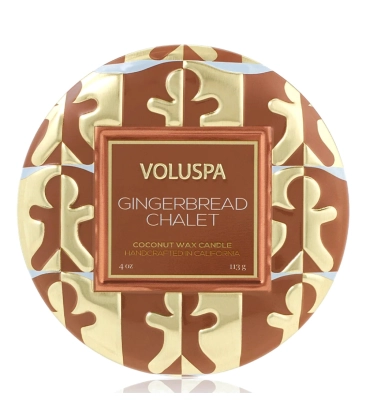 MINI VELA AROMÁTICA LATA RELEVO 25H GINGERBREAD CHALET VOLUSPA