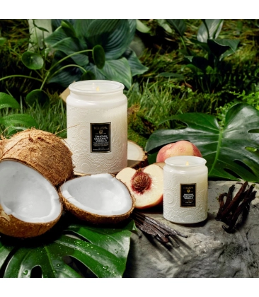 MINI VELA AROMÁTICA POTE VIDRO 50H RELEVO TAHITIAN COCONUT VANILLA
