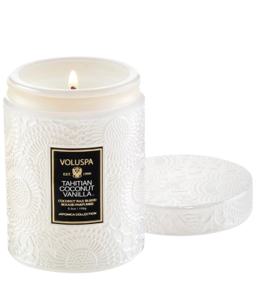 MINI VELA AROMÁTICA POTE VIDRO 50H RELEVO TAHITIAN COCONUT VANILLA