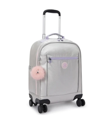 MOCHILA DE RODINHAS KIPLING MESE SILVER GLOW MET PRATA