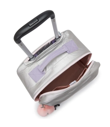 MOCHILA DE RODINHAS KIPLING MESE SILVER GLOW MET PRATA