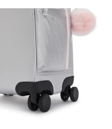 MOCHILA DE RODINHAS KIPLING MESE SILVER GLOW MET PRATA