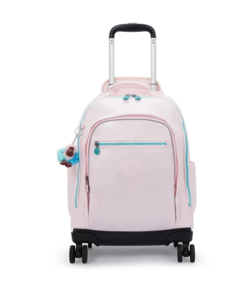 MOCHILA DE RODINHAS KIPLING NEW ZEA SEA PINK METALLIC ROSA