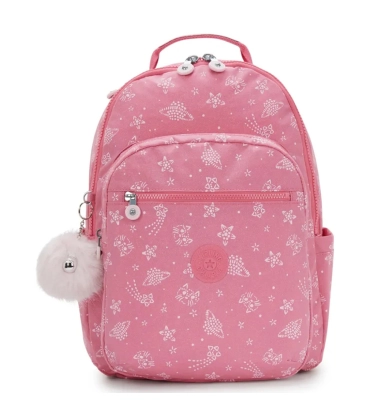 MOCHILA KIPLING SEOUL GLITTER CATS ROSA
