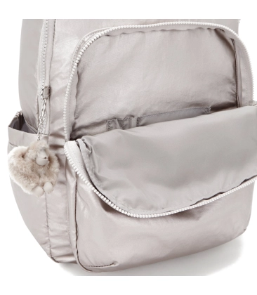 MOCHILA KIPLING SEOUL METALLIC GLOW PRATA