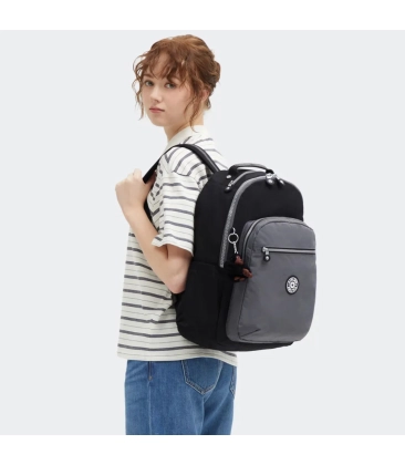 MOCHILA KIPLING SEOUL SPACE BLACK BLOCK PRETO