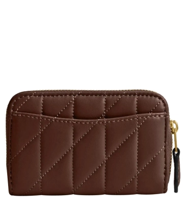 PORTA CARTÕES COACH NEW YORK SMALL ZIP AROUND MARROM