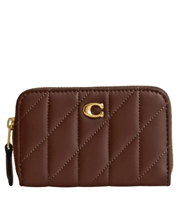 PORTA CARTÕES COACH NEW YORK SMALL ZIP AROUND MARROM