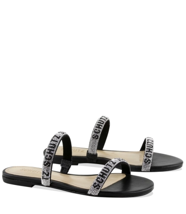 RASTEIRA SLIDE DOUBLE STRAP STRASS SCHUTZ PRETO