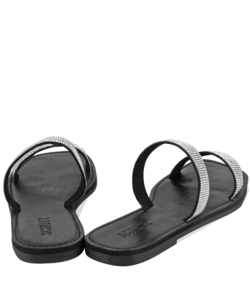 RASTEIRA SLIDE DOUBLE STRAP STRASS SCHUTZ PRETO