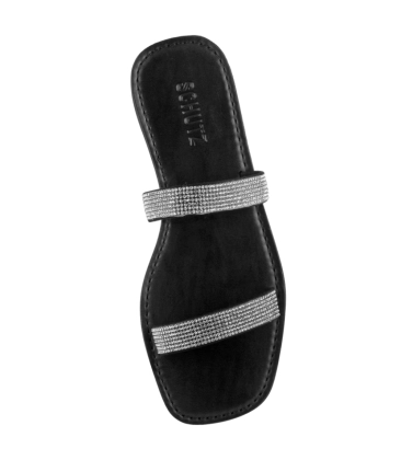 RASTEIRA SLIDE DOUBLE STRAP STRASS SCHUTZ PRETO
