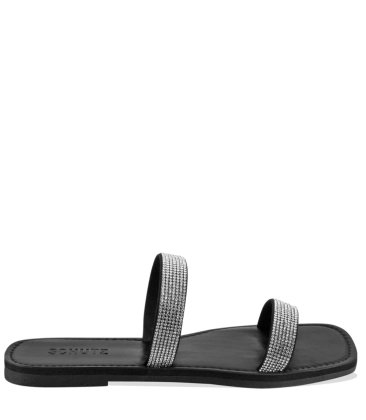 RASTEIRA SLIDE DOUBLE STRAP STRASS SCHUTZ PRETO