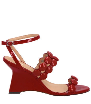 SANDÁLIA ANABELA SALTO ALTO LUIZA BARCELOS VERMELHO