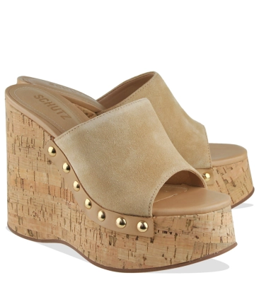 SANDÁLIA ANABELA SALTO ALTO SCHUTZ BEGE