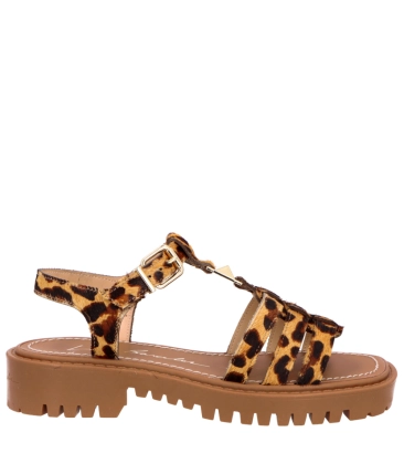 SANDÁLIA FLAT SALTO BAIXO TRATORADA LUIZA BARCELOS ANIMAL PRINT