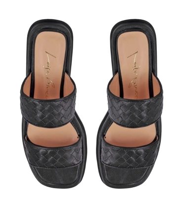 SANDÁLIA FLAT TRESSÊ LUIZA BARCELOS PRETO