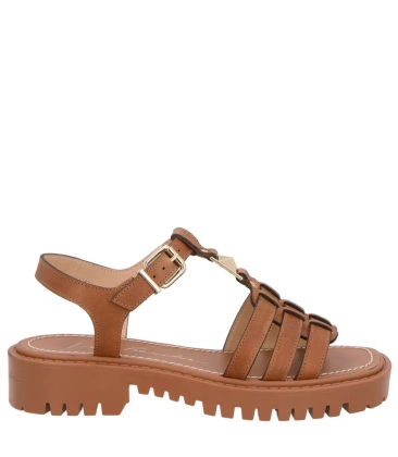 SANDÁLIA FLATFORM SALTO BAIXO TRATORADA LUIZA BARCELOS MARROM