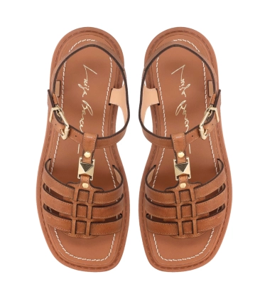 SANDÁLIA FLATFORM SALTO BAIXO TRATORADA LUIZA BARCELOS MARROM