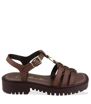 SANDÁLIA FLATFORM SALTO BAIXO TRATORADA LUIZA BARCELOS MARROM