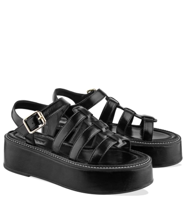 SANDÁLIA FLATFORM SALTO MÉDIO BENTANA PRETO