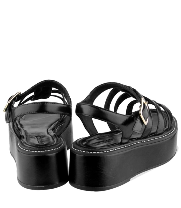 SANDÁLIA FLATFORM SALTO MÉDIO BENTANA PRETO