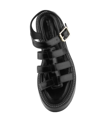 SANDÁLIA FLATFORM SALTO MÉDIO BENTANA PRETO