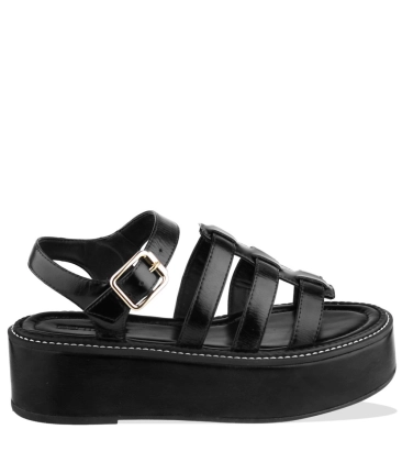 SANDÁLIA FLATFORM SALTO MÉDIO BENTANA PRETO