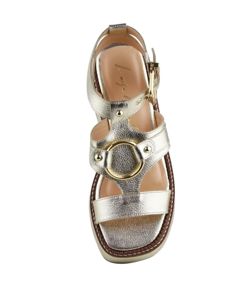 SANDÁLIA FLATFORM SALTO MÉDIO LUIZA BARCELOS DOURADO