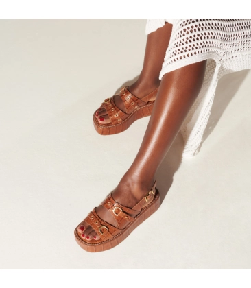 SANDÁLIA FLATFORM SALTO MÉDIO LUIZA BARCELOS MARROM