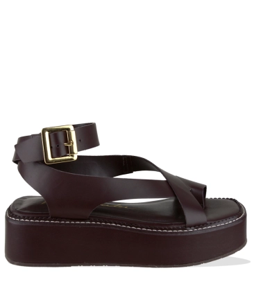 SANDÁLIA FLATFORM SALTO MÉDIO LUIZA BARCELOS MARROM