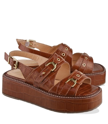 SANDÁLIA FLATFORM SALTO MÉDIO LUIZA BARCELOS MARROM
