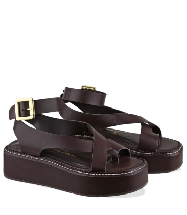 SANDÁLIA FLATFORM SALTO MÉDIO LUIZA BARCELOS MARROM
