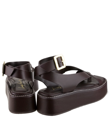 SANDÁLIA FLATFORM SALTO MÉDIO LUIZA BARCELOS MARROM