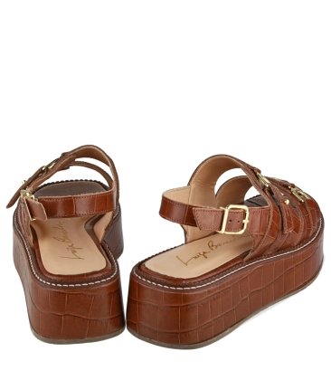 SANDÁLIA FLATFORM SALTO MÉDIO LUIZA BARCELOS MARROM