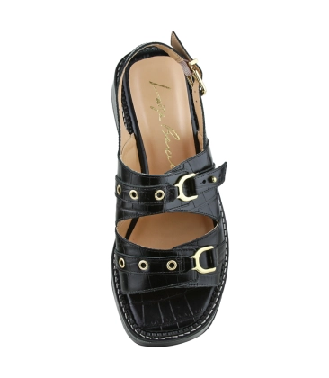 SANDÁLIA FLATFORM SALTO MÉDIO LUIZA BARCELOS PRETO