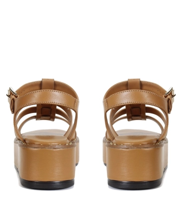 SANDÁLIA FLATFORM SALTO MÉDIO MADSON PAULA TORRES CARAMELO