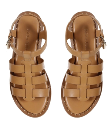 SANDÁLIA FLATFORM SALTO MÉDIO MADSON PAULA TORRES CARAMELO