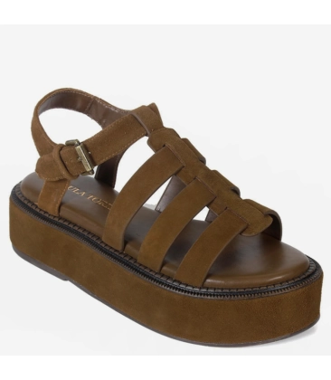 SANDÁLIA FLATFORM SALTO MÉDIO MADSON PAULA TORRES MARROM