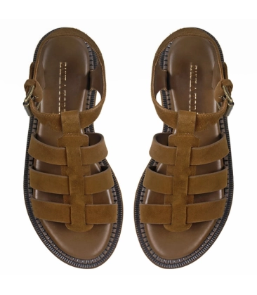 SANDÁLIA FLATFORM SALTO MÉDIO MADSON PAULA TORRES MARROM