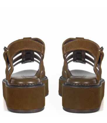 SANDÁLIA FLATFORM SALTO MÉDIO MADSON PAULA TORRES MARROM