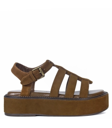 SANDÁLIA FLATFORM SALTO MÉDIO MADSON PAULA TORRES MARROM