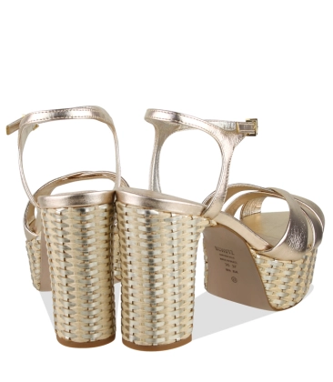 SANDÁLIA PLATAFORMA SALTO ALTO KEEFA SCHUTZ DOURADO