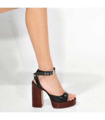 SANDÁLIA PLATAFORMA SALTO ALTO SCHUTZ PRETO