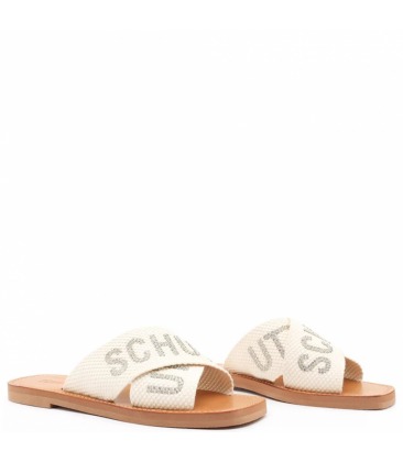 Sandália Rasteira de X Logo Schutz Trama Cru | Schutz