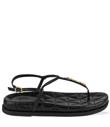 SANDÁLIA RASTEIRA FLATFORM MATELASSÊ SCHUTZ PRETO